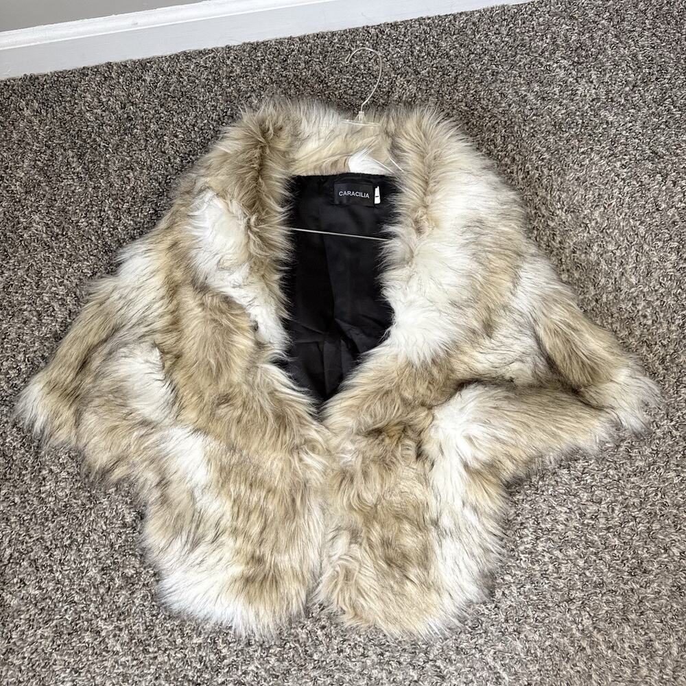 Caracilia Luxury Faux Fur Wrap Shawl Stole Size Large NEW